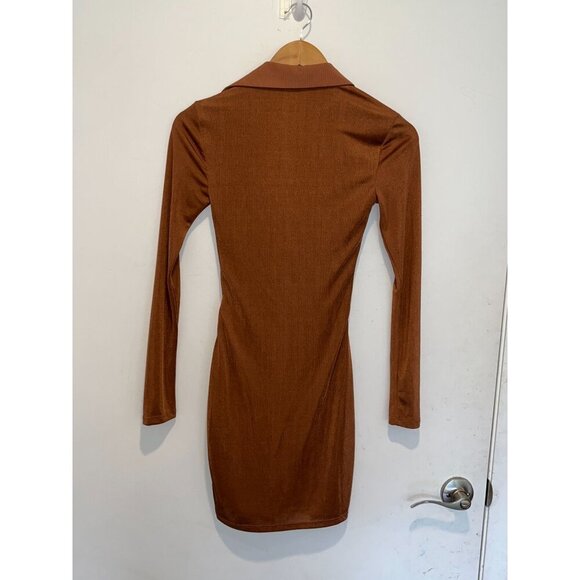 Camila Coelho Cera Button-Down Long Sleeves  Womens Mini  Dress Size XS - Chesnu - Picture 6 of 9